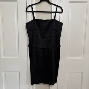 Nine West Black Satin Mini Peplum Dress Size 14